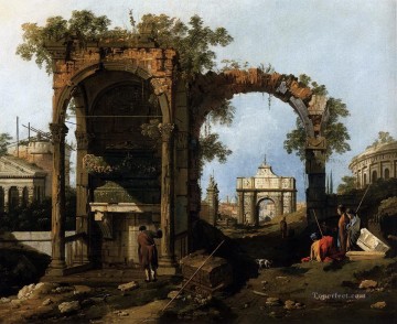 Canaletto Painting - Capriccio con ruinas y edificios clásicos Canaletto